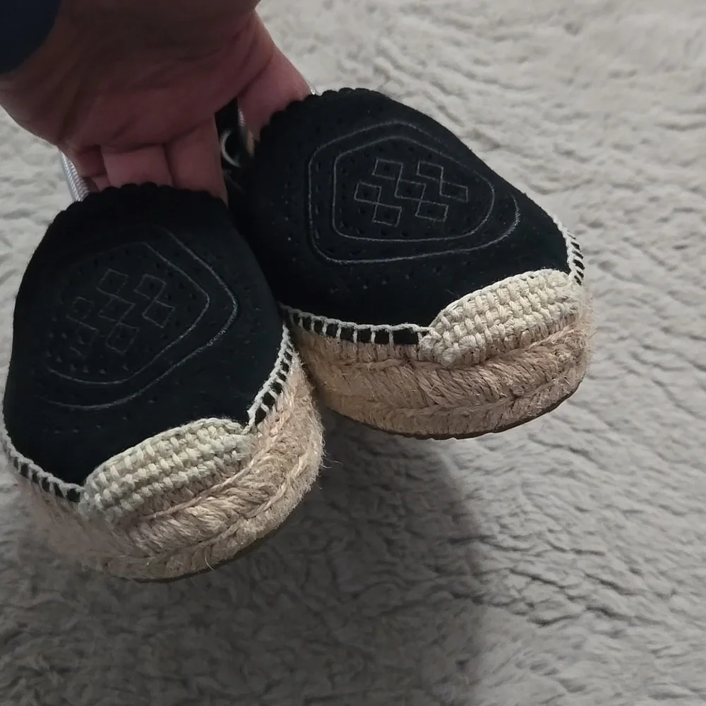 UGG real suede leather black platform espadrilles - size 7.5